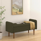 Banco de almacenamiento de terciopelo Teddy beige / negro / verde, 2 plazas