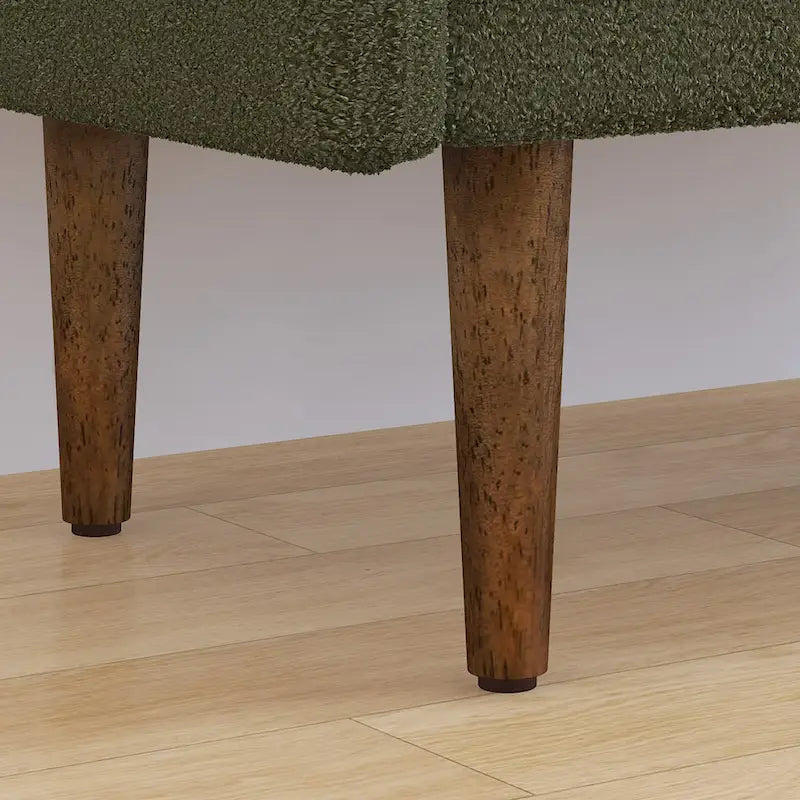 Banco de almacenamiento de terciopelo Teddy beige / negro / verde, 2 plazas