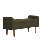 Banco de almacenamiento de terciopelo Teddy beige / negro / verde, 2 plazas