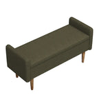 Banco de almacenamiento de terciopelo Teddy beige / negro / verde, 2 plazas