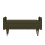 Banco de almacenamiento de terciopelo Teddy beige / negro / verde, 2 plazas