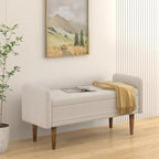 Banco de almacenamiento de terciopelo Teddy beige / negro / verde, 2 plazas
