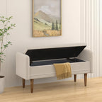 Banco de almacenamiento de terciopelo Teddy beige / negro / verde, 2 plazas
