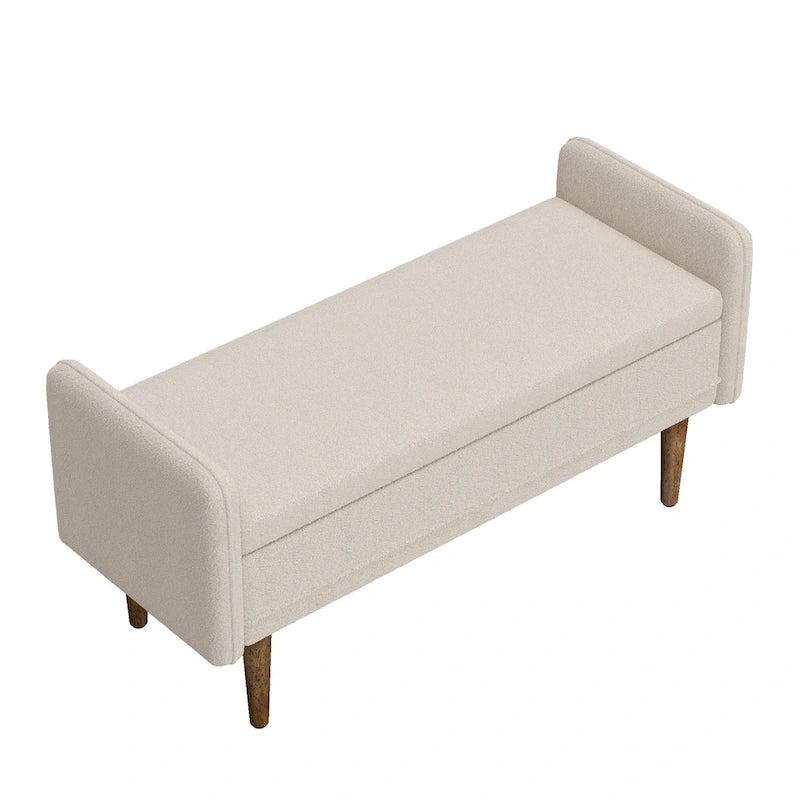 Banco de almacenamiento de terciopelo Teddy beige / negro / verde, 2 plazas