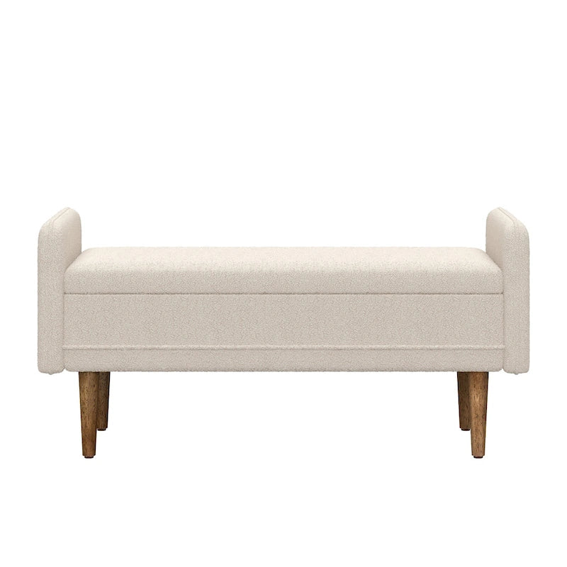 Banco de almacenamiento de terciopelo Teddy beige / negro / verde, 2 plazas