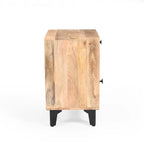 Mesita de Noche de Madera Maciza Natural con Cajón – 1 Persona