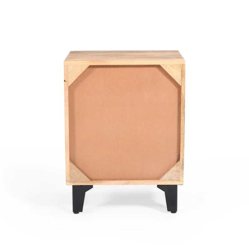Mesita de Noche de Madera Maciza Natural con Cajón – 1 Persona