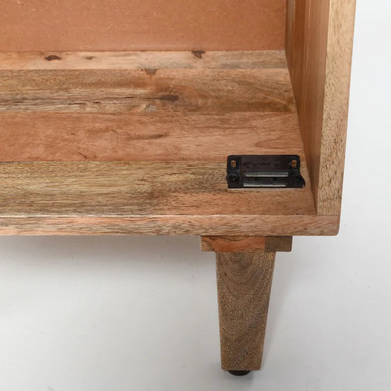 Mesita de Noche de Madera Maciza Natural con Cajón – 1 Persona