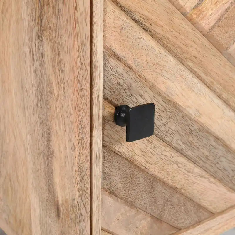 Mesita de Noche de Madera Maciza Natural con Cajón – 1 Persona