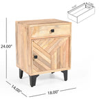 Mesita de Noche de Madera Maciza Natural con Cajón – 1 Persona