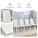 Silla de comedor de cuero sintético blanco, estilo moderno, juego de 4