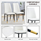 Silla de comedor de cuero sintético blanco, estilo moderno, juego de 4