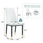 Silla de comedor de cuero sintético blanco, estilo moderno, juego de 4