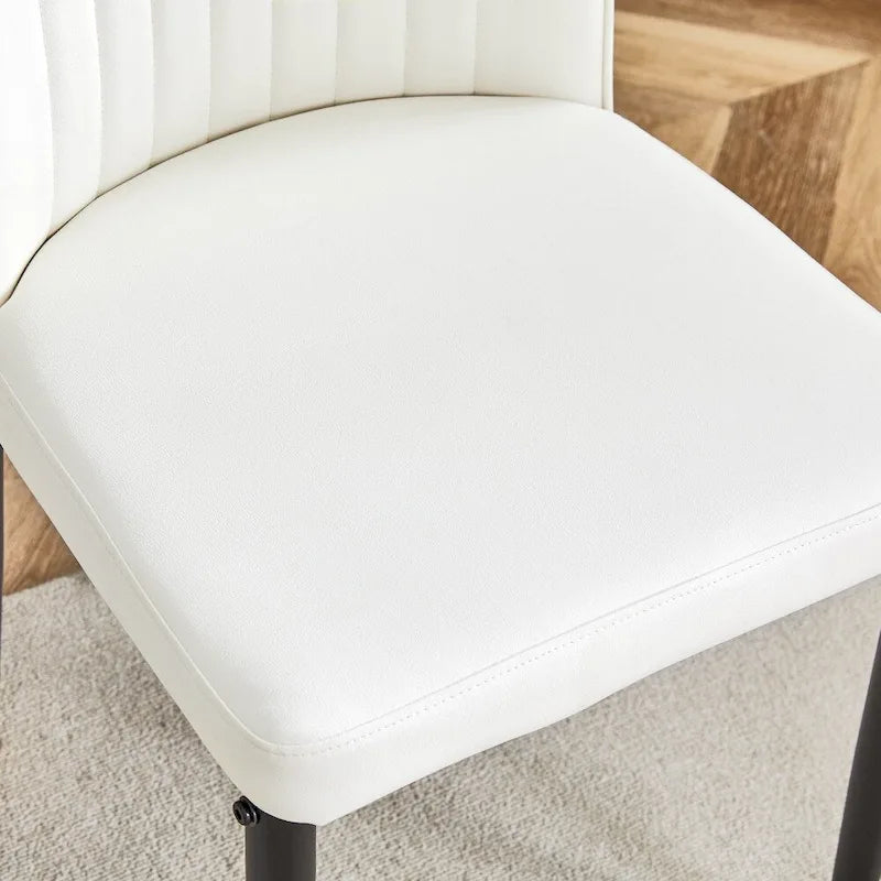 Silla de comedor de cuero sintético blanco, estilo moderno, juego de 4