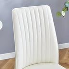 Silla de comedor de cuero sintético blanco, estilo moderno, juego de 4