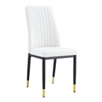 Silla de comedor de cuero sintético blanco, estilo moderno, juego de 4