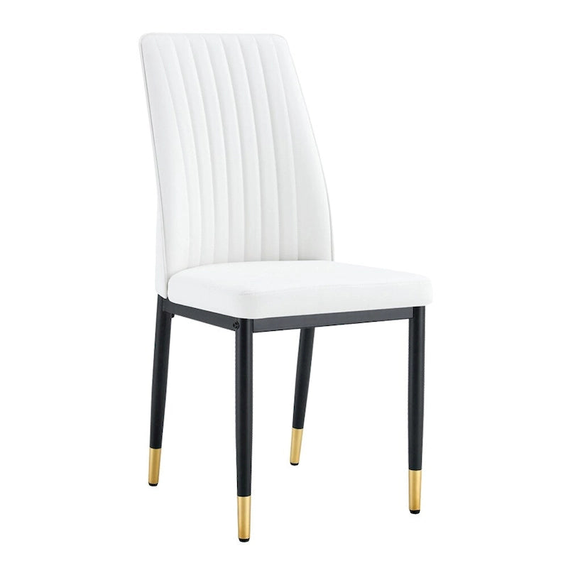 Silla de comedor de cuero sintético blanco, estilo moderno, juego de 4