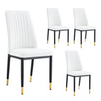 Silla de comedor de cuero sintético blanco, estilo moderno, juego de 4