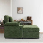 Sillón cama convertible de chenilla extragrande gris/verde con otomana y almacenaje — 1 persona