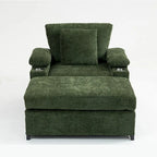 Sillón cama convertible de chenilla extragrande gris/verde con otomana y almacenaje — 1 persona