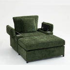 Sillón cama convertible de chenilla extragrande gris/verde con otomana y almacenaje — 1 persona