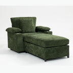 Sillón cama convertible de chenilla extragrande gris/verde con otomana y almacenaje — 1 persona