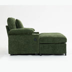 Sillón cama convertible de chenilla extragrande gris/verde con otomana y almacenaje — 1 persona