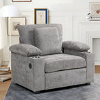 Sillón cama convertible de chenilla extragrande gris/verde con otomana y almacenaje — 1 persona