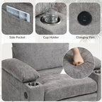 Sillón cama convertible de chenilla extragrande gris/verde con otomana y almacenaje — 1 persona