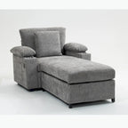 Sillón cama convertible de chenilla extragrande gris/verde con otomana y almacenaje — 1 persona