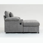 Sillón cama convertible de chenilla extragrande gris/verde con otomana y almacenaje — 1 persona
