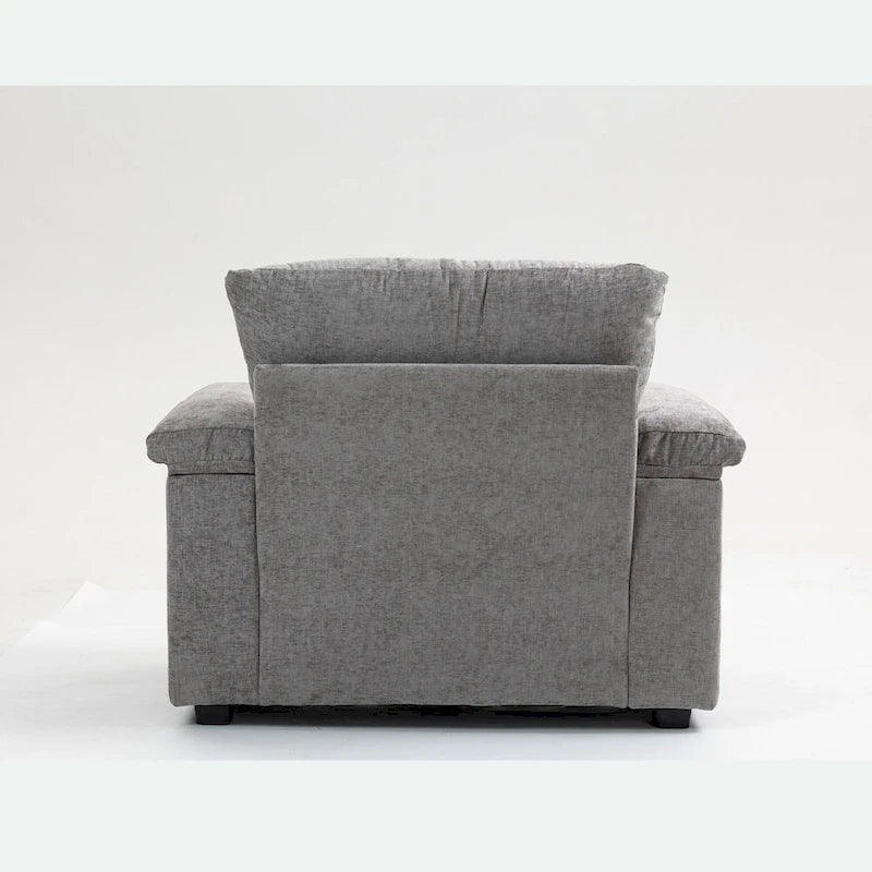 Sillón cama convertible de chenilla extragrande gris/verde con otomana y almacenaje — 1 persona