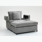Sillón cama convertible de chenilla extragrande gris/verde con otomana y almacenaje — 1 persona