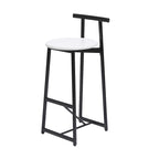 Taburete de bar sin brazos en negro/blanco/nogal, estructura de metal y asiento de madera, juego de 3