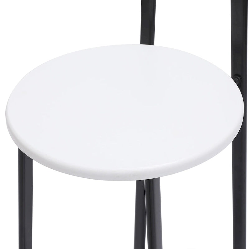 Taburete de bar sin brazos en negro/blanco/nogal, estructura de metal y asiento de madera, juego de 3
