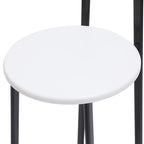 Taburete de bar sin brazos en negro/blanco/nogal, estructura de metal y asiento de madera, juego de 3