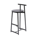 Taburete de bar sin brazos en negro/blanco/nogal, estructura de metal y asiento de madera, juego de 3