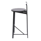 Taburete de bar sin brazos en negro/blanco/nogal, estructura de metal y asiento de madera, juego de 3