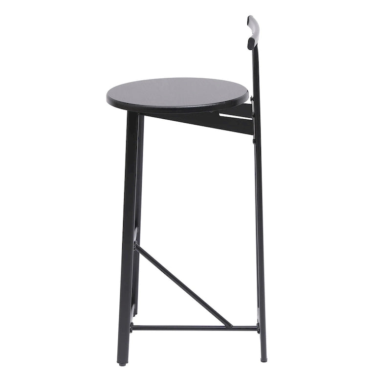 Taburete de bar sin brazos en negro/blanco/nogal, estructura de metal y asiento de madera, juego de 3