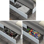 Cama de plataforma con respaldo alado tapizado en bouclé color marfil con 4 cajones de almacenamiento – Queen