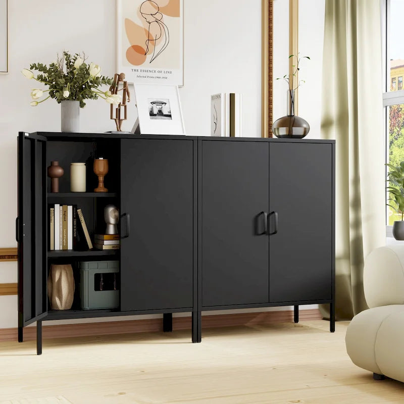 Taquilla de almacenamiento metálica de 2 puertas blanca/negra - Uso individual, 101,6 cm de altura