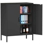 Taquilla de almacenamiento metálica de 2 puertas blanca/negra - Uso individual, 101,6 cm de altura
