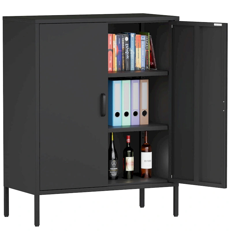 Taquilla de almacenamiento metálica de 2 puertas blanca/negra - Uso individual, 101,6 cm de altura