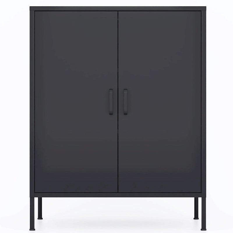 Taquilla de almacenamiento metálica de 2 puertas blanca/negra - Uso individual, 101,6 cm de altura
