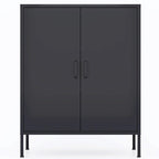 Taquilla de almacenamiento metálica de 2 puertas blanca/negra - Uso individual, 101,6 cm de altura