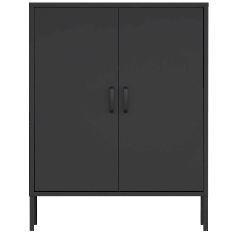 Taquilla de almacenamiento metálica de 2 puertas blanca/negra - Uso individual, 101,6 cm de altura