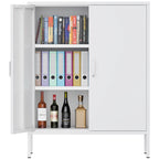 Taquilla de almacenamiento metálica de 2 puertas blanca/negra - Uso individual, 101,6 cm de altura