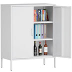 Taquilla de almacenamiento metálica de 2 puertas blanca/negra - Uso individual, 101,6 cm de altura