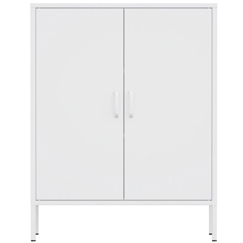 Taquilla de almacenamiento metálica de 2 puertas blanca/negra - Uso individual, 101,6 cm de altura