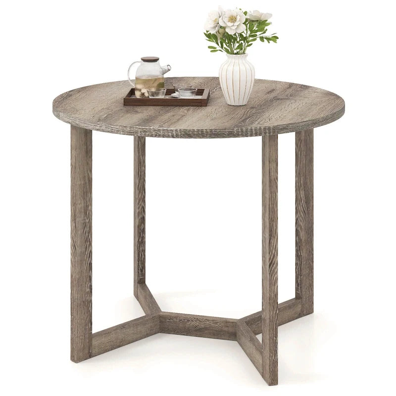 Mesa de comedor redonda negra/gris, base de pedestal, para 2–4 comensales